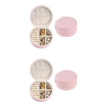 2 pc Travel Jewelry Box, Small Jewelry Organizer Case For Earring Ring 3.9"x 3.9"x 2"