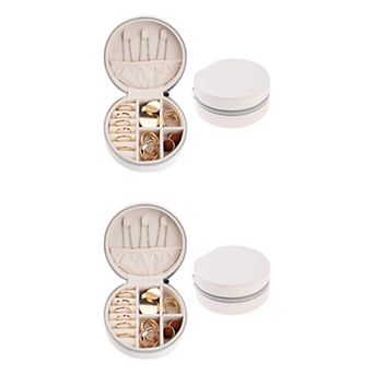 2 pc Travel Jewelry Box, Small Jewelry Organizer Case For Earring Ring 3.9"x 3.9"x 2"