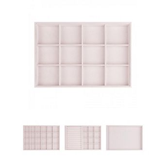 Set Of 4 Velvet Jewelry Organizer Trays With Removable Dividers 13.7"x 9.4"x 1.2"