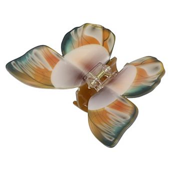 Butterfly Hair Clips Hairdo Clip For Women 4.13"x3.39"x1.57" Green Orange 1 pc