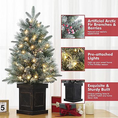 3ft Small Christmas Tree 2 Set Pre-Lit Artificial Christmas Tree with 78 Led Lights