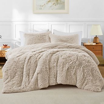 Unikome Luxurious Faux Fur 3 pc Comforter Set - Ultra Soft, Cozy Winter Bedding Comforter