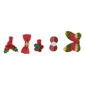 Cute Butterfly Flowers Bow Hair Clips Hairdo Clips For Girls Red Green 5 pc