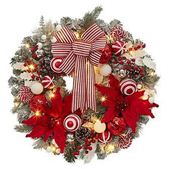 24" Pre-Lit Christmas Wreath