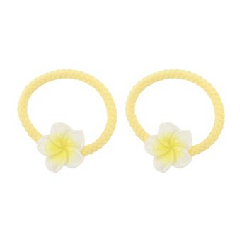 Classic Flowered Hair Ropes Hair Ties for Women Girls Yellow White 2 pc