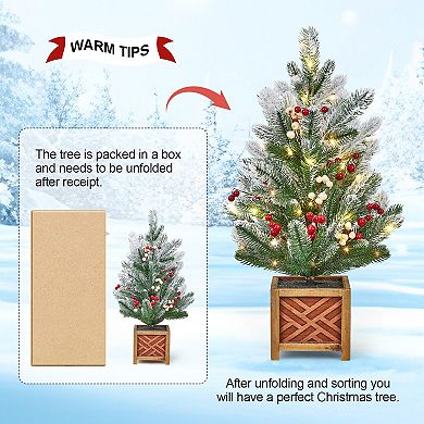 24 Inch Pre-lit Mini Christmas Tree with Lights