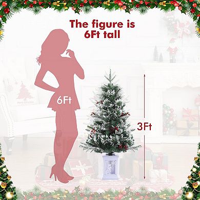 3ft Mini Christmas Tree, 2 Set Pre-Lit Artificial Tree with 78 Warm White Lights