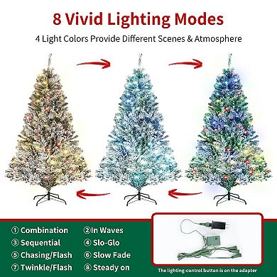 6.5ft Pre-Lit Snow Flocked Christmas Tree