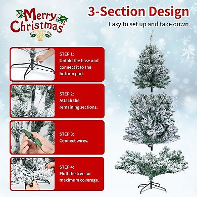 6.5ft Pre-Lit Snow Flocked Christmas Tree