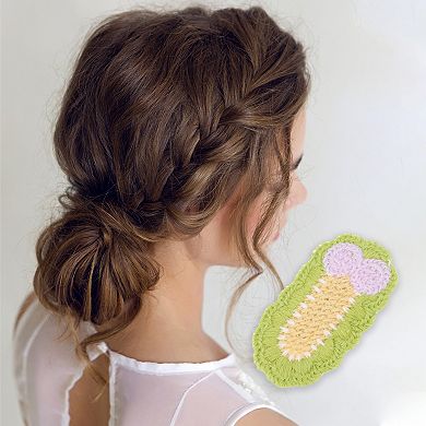 Cute Flowers Hair Clips Hairdo Clips For Girls For Children Yellow Green 8 Pcs