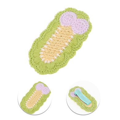 Cute Flowers Hair Clips Hairdo Clips For Girls For Children Yellow Green 8 Pcs