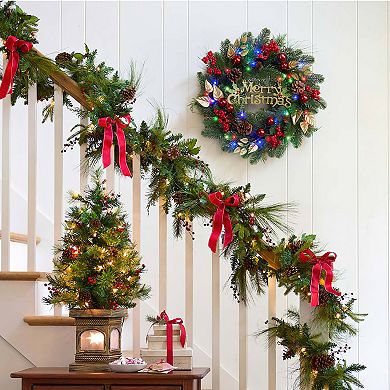 Front Door Christmas Wreaths, Pre-Lit Christmas Wreath, Perfect for Window Indoor Outdoor