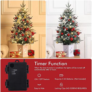 3ft Mini Christmas Tree, 2 Set Pre-Lit Artificial Tree with 78 Warm White Lights