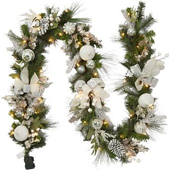 Prelit Christmas Garland for Mantle, for Fireplace Front Door Stairs Railing Indoor Outdoor Decor