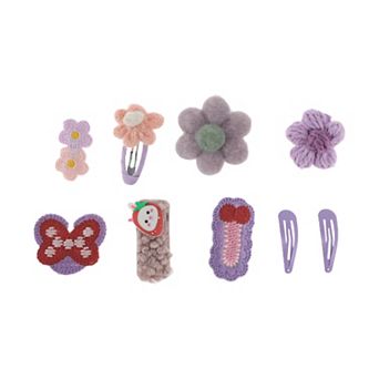Fashion Cute Flowers Hair Clips Hairdo Clips For Girls For Children Purple 9 pc