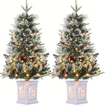 3ft Mini Christmas Tree, 2 Set Pre-Lit Artificial Tree with 78 Warm White Lights