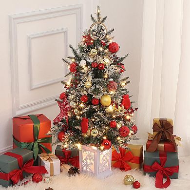 3ft Mini Christmas Tree, 2 Set Pre-Lit Artificial Tree with 78 Warm White Lights