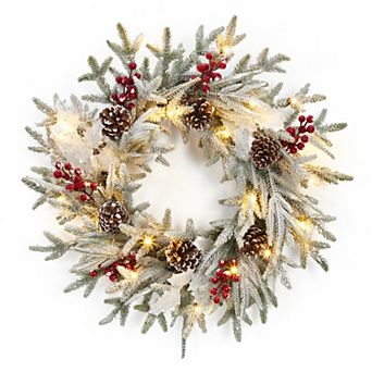 24" Prelit Christmas Wreath with Lights