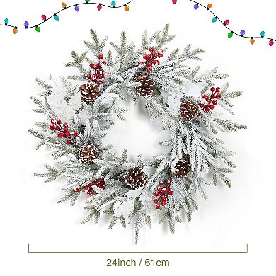 24" Prelit Christmas Wreath with Lights