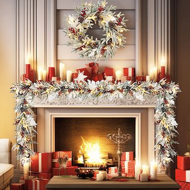 24" Prelit Christmas Wreath with Lights