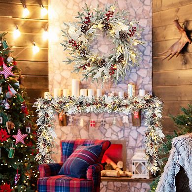 24" Prelit Christmas Wreath with Lights