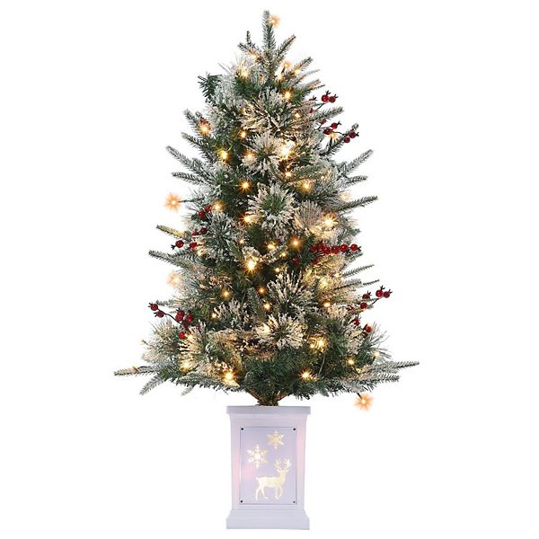 3' Tall Pre-Lit Full Fir Artificial Christmas Tree, 60 LED Lights, Green