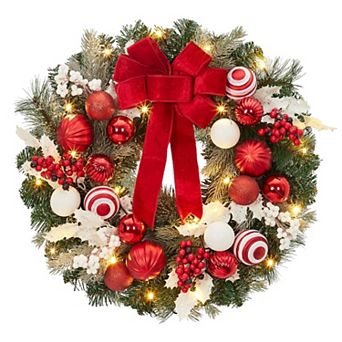 24" Pre-Lit Christmas Wreath