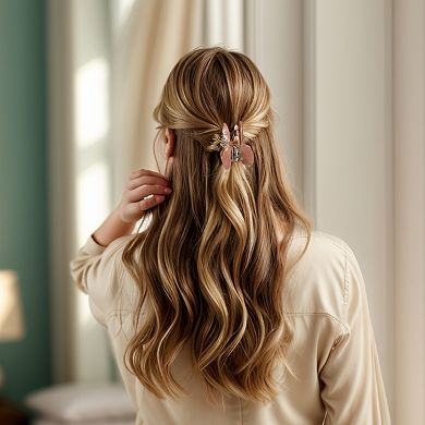 2 Pcs Butterfly Cherry Hair Claw Clips With Cherry Butterfly Decoration, Pink White