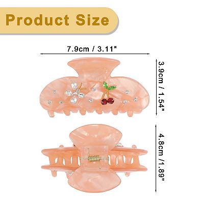 2 Pcs Butterfly Cherry Hair Claw Clips With Cherry Butterfly Decoration, Pink White