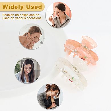 2 Pcs Butterfly Cherry Hair Claw Clips With Cherry Butterfly Decoration, Pink White