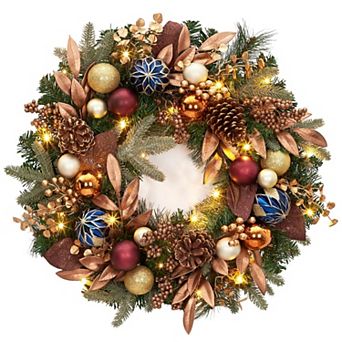 24" Pre-Lit Christmas Wreath