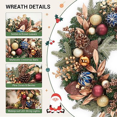 24" Pre-Lit Christmas Wreath