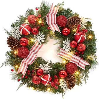 24 in Pre-Lit Christmas Wreath