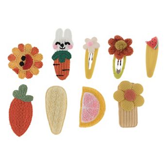 Carrots Rabbit Flowers Hair Clips For Girls For Children Yellow Orange 9 pc