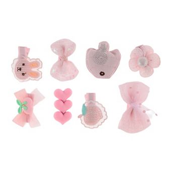 Cute Fish Flower Style Hair Clips Hairdo Clips For Girls For Children Pink 8 pc