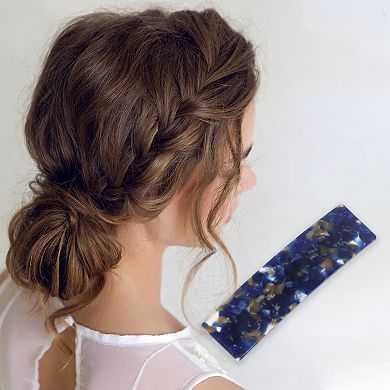 Grace Square Hair Clips Hairdo Clip For Women 3.46"x0.94"x0.71" Blue 1 Pc
