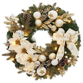 24" Pre-Lit Christmas Wreath