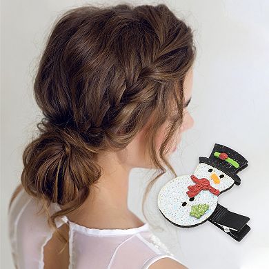 Snowman Style Hair Clips Hairdo Clips For Girls For Children Red Green 5 Pcs
