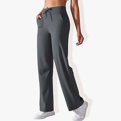 Women's High Waisted Drawstring Wide Legged Fitness Pants
