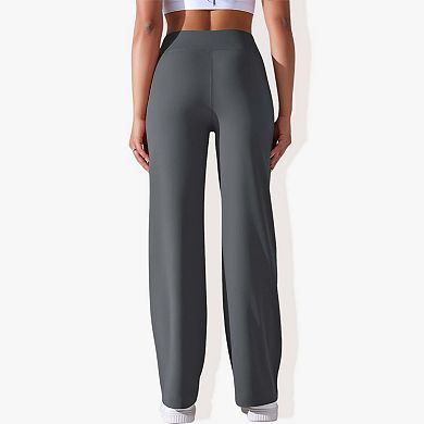 Women's High Waisted Drawstring Wide Legged Fitness Pants