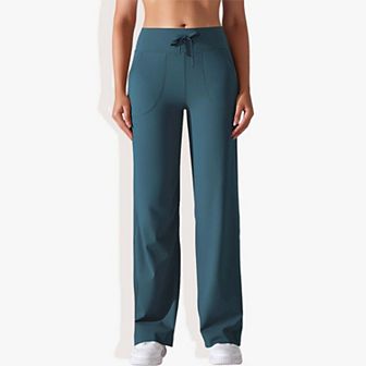 Women's High Waisted Drawstring Wide Legged Fitness Pants