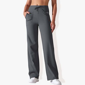 Women's High Waisted Drawstring Wide Legged Fitness Pants