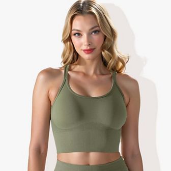 Women's Tight Fitting Seamless Cross Strapped Sport Yoga Bra