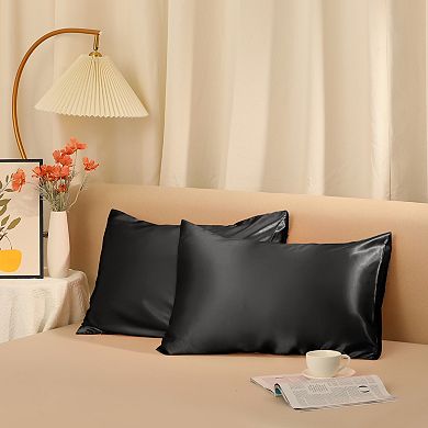 Satin Pillowcase for Hair and Skin, Breathable Set of 4, Pillow Case Cover with Envelope Closure