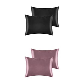 Satin Pillowcase for Hair and Skin, Breathable Set of 4, Pillow Case Cover with Envelope Closure