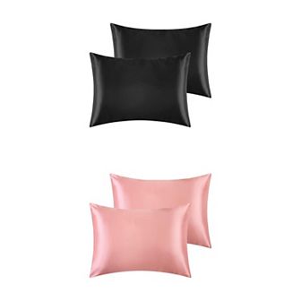 Satin Pillowcase for Hair and Skin, Breathable Set of 4, Pillow Case Cover with Envelope Closure
