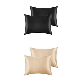 Satin Pillowcase for Hair and Skin, Breathable Set of 4, Pillow Case Cover with Envelope Closure