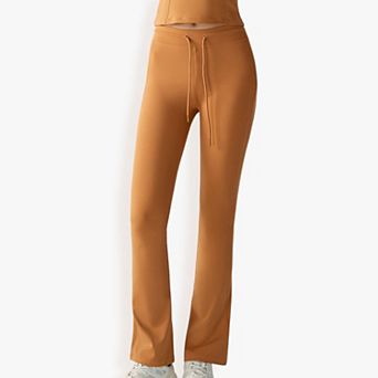 Women's High-Waisted Flare Leg Yoga Pants with Drawstring Waist