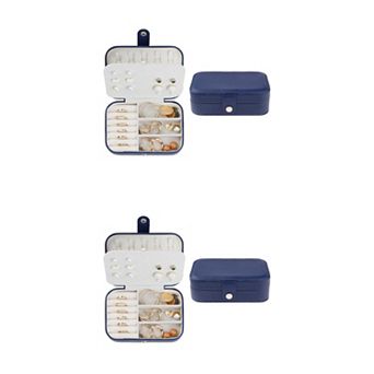 2 pc Travel Jewelry Box For Women, Portable Leather Jewelry Organizer Case 16x11x5cm