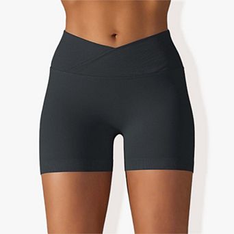 Women's Cross Waist Hip Tight Seamless Yoga Sports Shorts